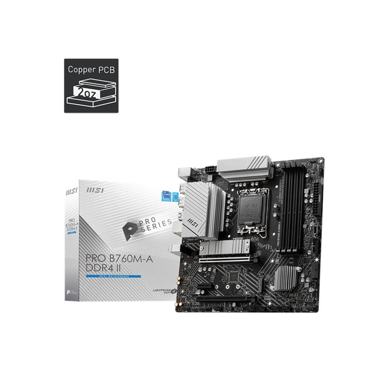 MSI PRO B760M-A DDR4 II M-ATX Gaming Motherboard MSI PRO B760M-A DDR4 II M-ATX Gaming Motherboard